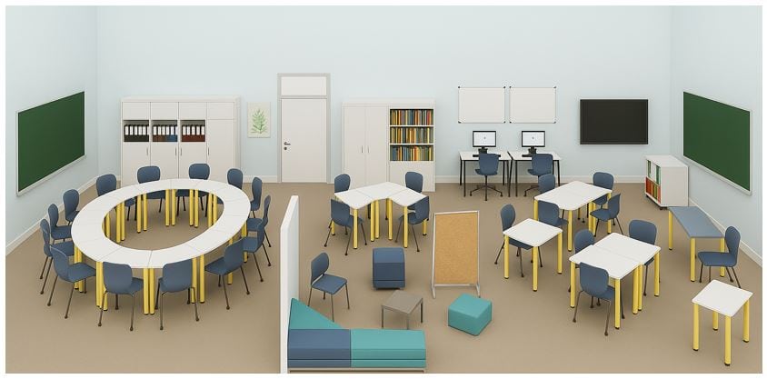 Flex Lernraum mit Sitzkreis